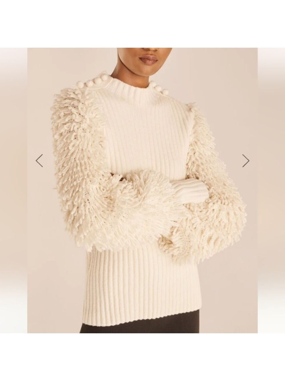 Rebecca Taylor Loop Knit Turtleneck in Ivory